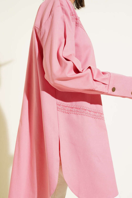 Lace Detailed Shirt Powder