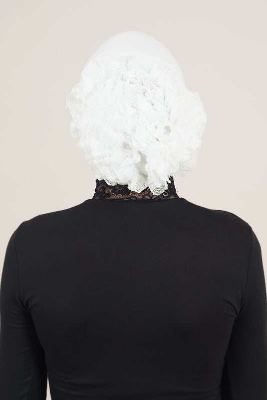 Lace Frilled Ecru Bone