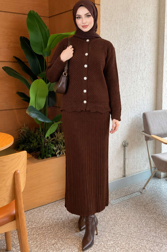 Ensemble Jupe Boutonnée Avec Broderie Et Pierres