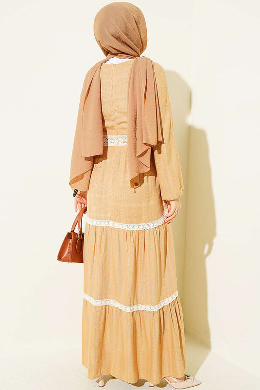Robe Jaune Moutarde À Dentelle