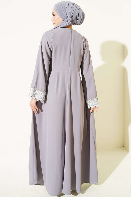 Graues Besticktes Spitzenkleid