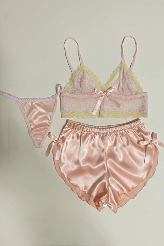 Dantelli 3'lü Büstiyer Takım Yavru Ağzı