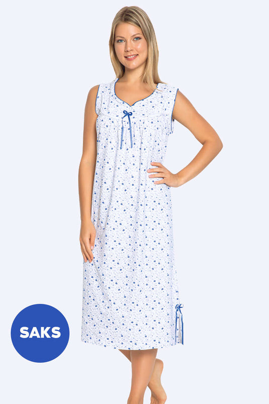 Lace Strap Nightgown Blue