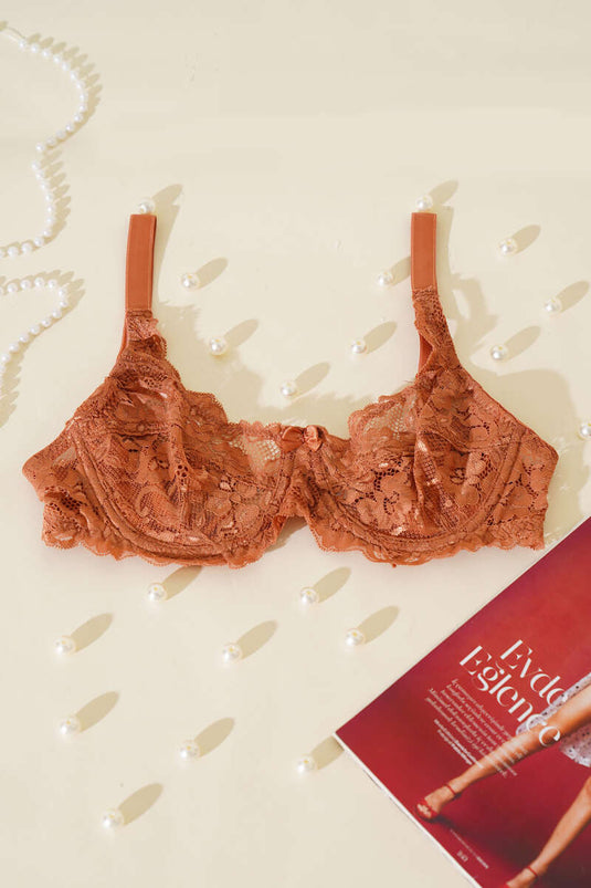 Lace Underwire Bra Copper