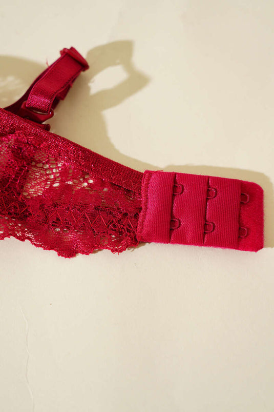 Reggiseno imbottito in pizzo bordeaux