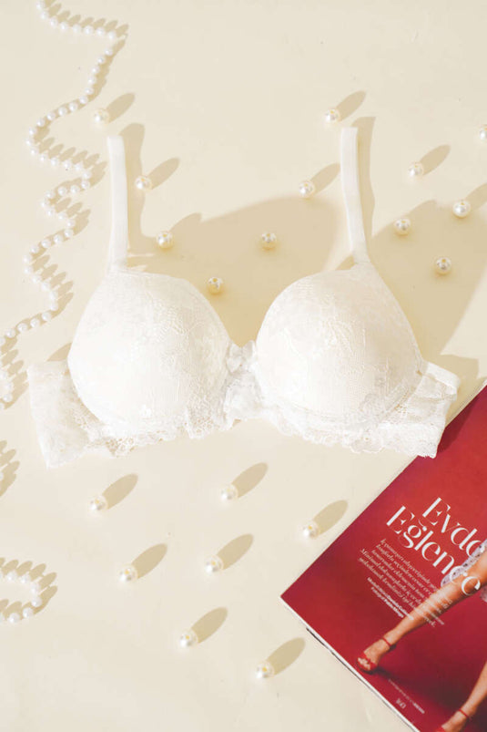 Reggiseno imbottito in pizzo ecrù