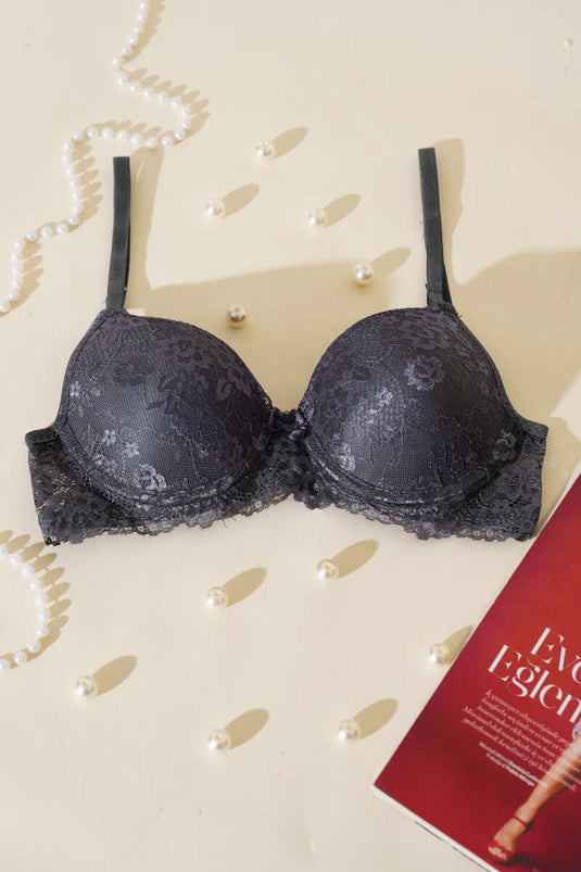 Lace Unpadded Bra Anthracite
