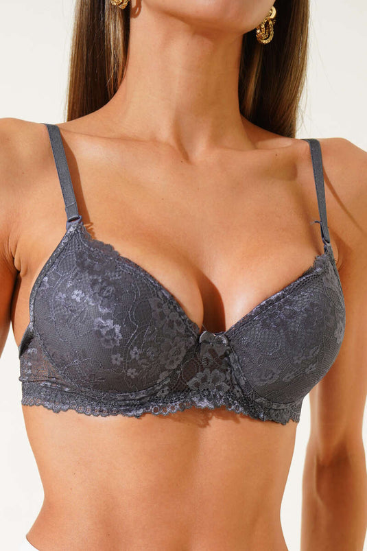 Lace Unpadded Bra Anthracite