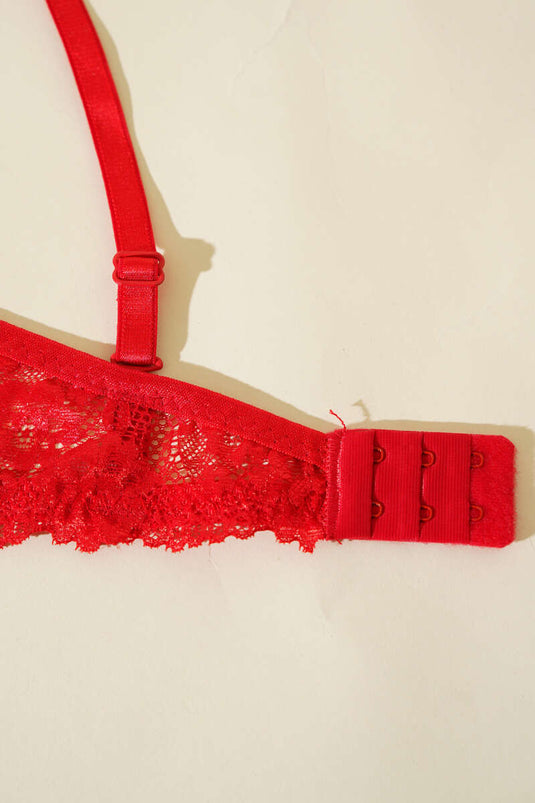 Lace Non-Padded Bra Red