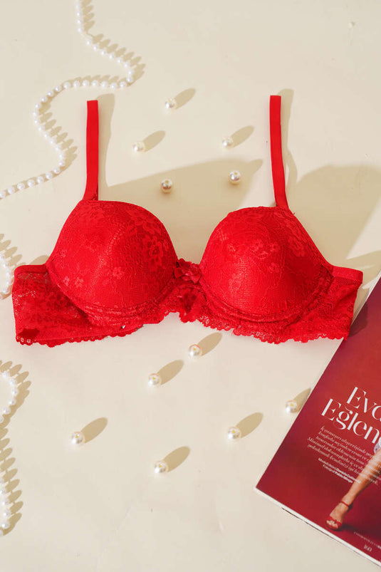 Lace Non-Padded Bra Red