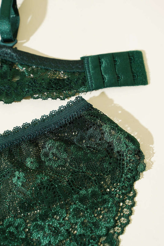 Completo reggiseno in pizzo non imbottito verde smeraldo