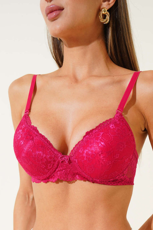 Lace Unpadded Bra Cherry