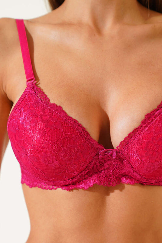 Lace Unpadded Bra Cherry