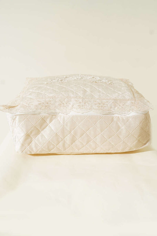 Lace Velvet Bundle Pouch Beige