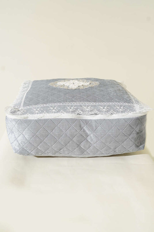 Lace Velvet Bundle Pouch Gray