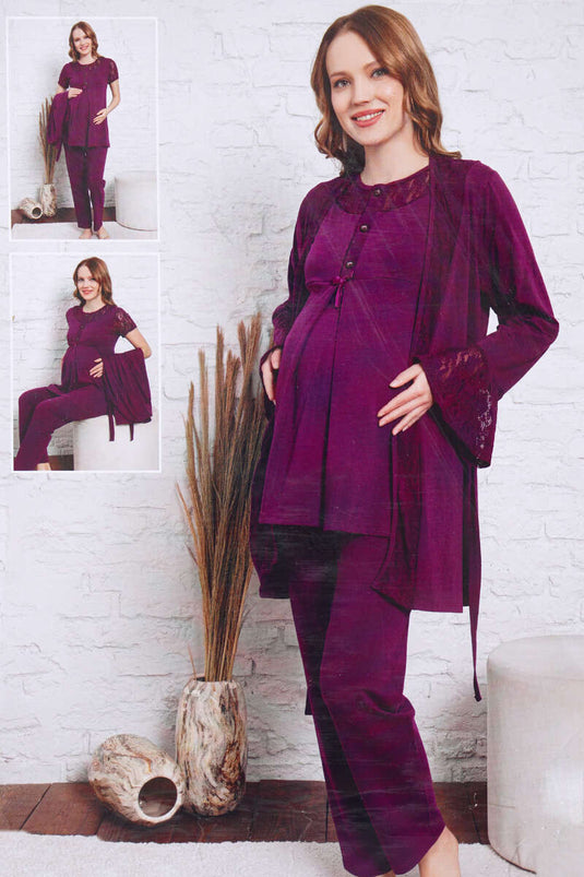 Lace Maternity Set Purple