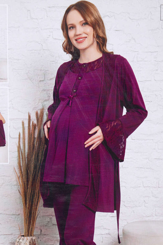 Lace Maternity Set Purple