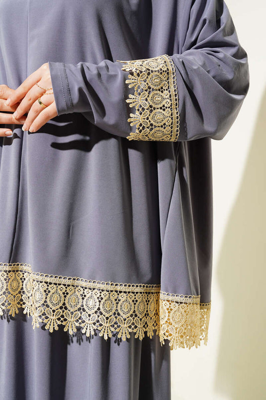Ensemble de prière en dentelle gris ardoise