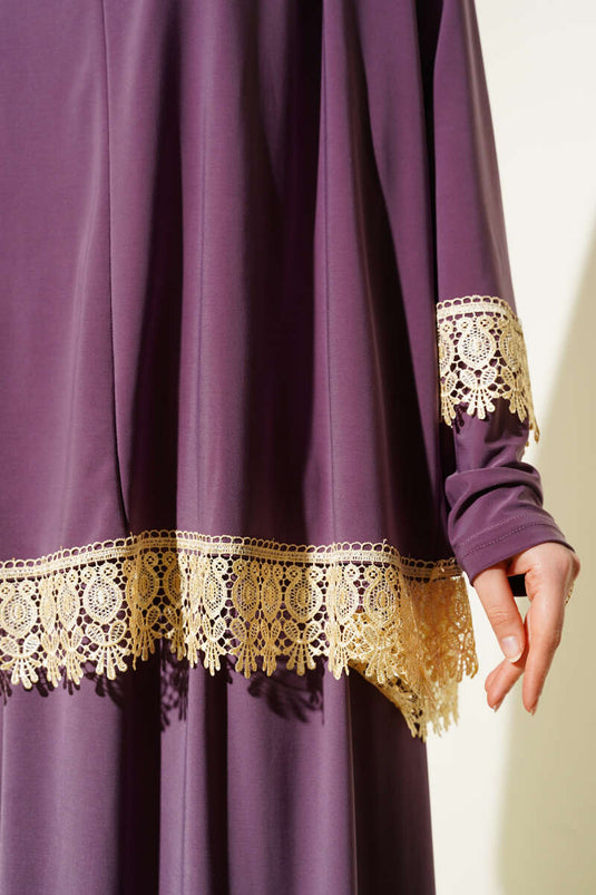 Ensemble de prière en dentelle magenta