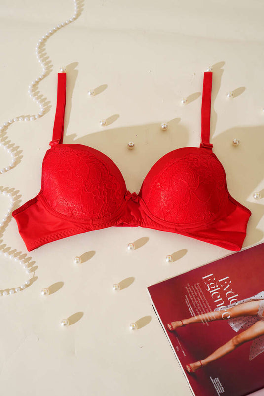 Soutien-gorge rouge en dentelle et silicone, grande taille