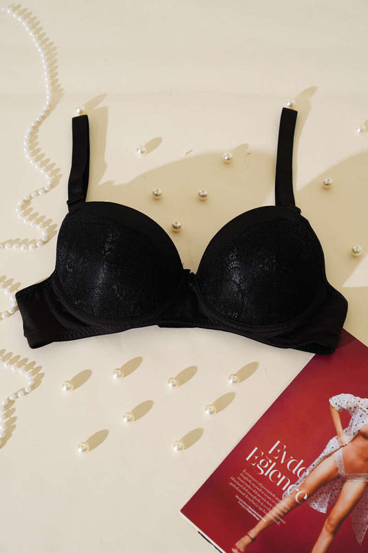 Soutien-gorge en dentelle et silicone, grande taille, noir
