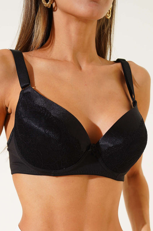 Lace Silicone Large Bra Black
