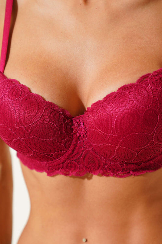 حمالة صدر دانتيل بورجوندي