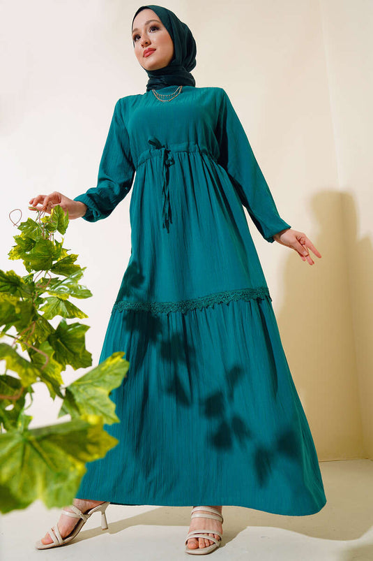 فستان دانتيل نفق زمرد