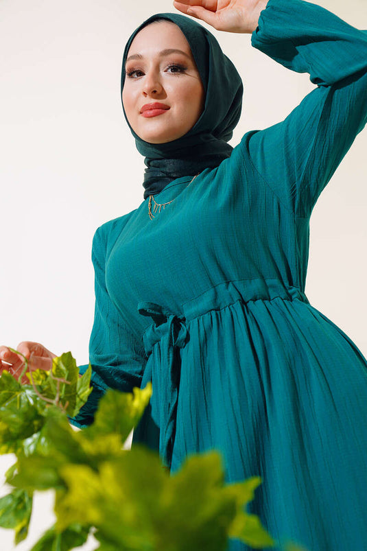 فستان دانتيل نفق زمرد