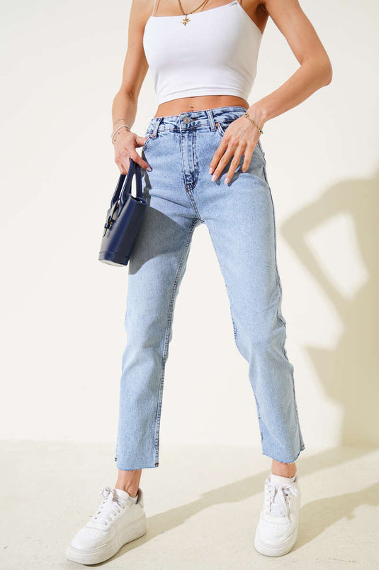 Jeans Mom Skinny Leg Azul Hielo