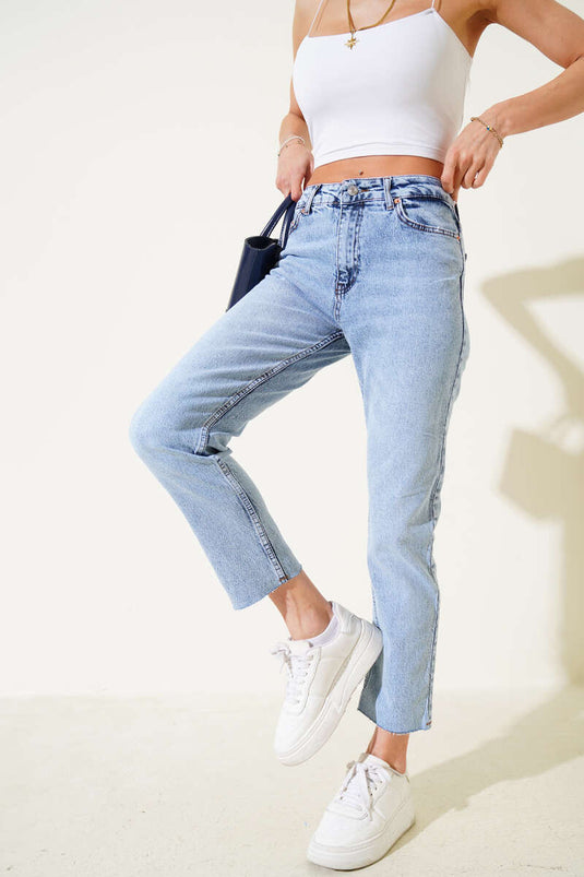 Skinny Leg Mom Jeans Ice Blue