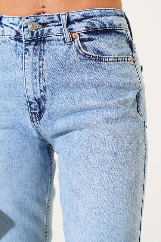 Jeans Mom Skinny Leg Azul Hielo