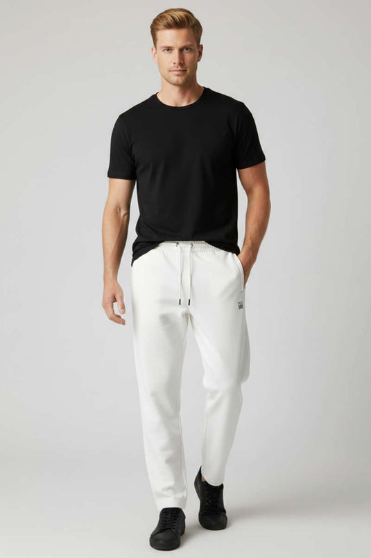 Dar Paça Ceinture Élastique Pantalon de Survêtement Homme Blanc