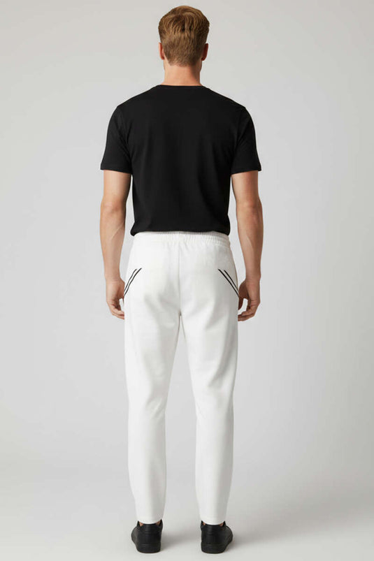 Dar Paça Ceinture Élastique Pantalon de Survêtement Homme Blanc