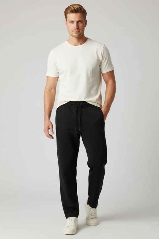 Dar Paça Bel Lastikli Erkek Eşofman Alt Siyah