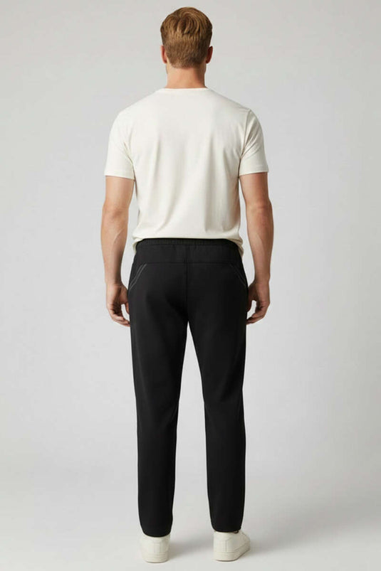 Dar Paça Bel Lastikli Erkek Eşofman Alt Siyah