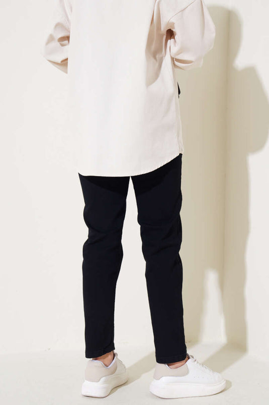 Skinny Leg Elastic Waist Jeans Black