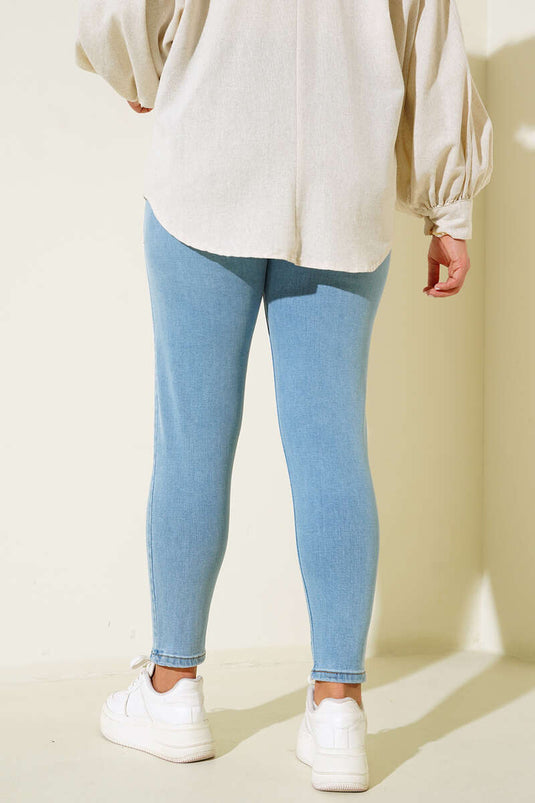 Jean skinny grande taille bleu clair