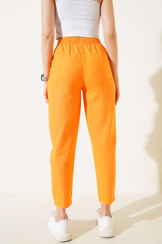 Pantalon orange skinny à taille élastique