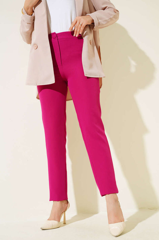 Skinny Leg Buttoned Bukser Plum