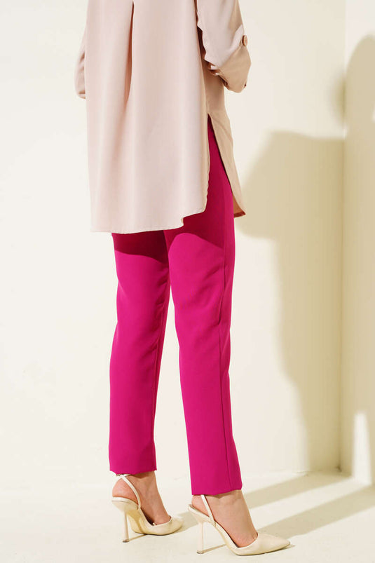 Skinny Leg Buttoned Bukser Plum