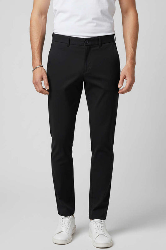 Schwarze Herren-Stoffhose in schmaler Passform