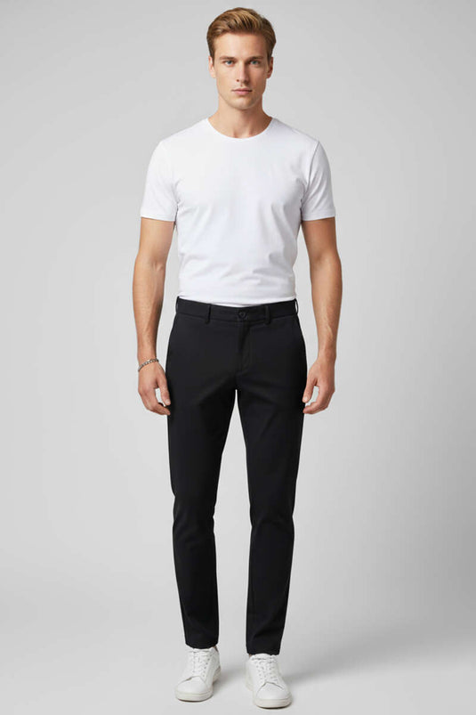 Schwarze Herren-Stoffhose in schmaler Passform