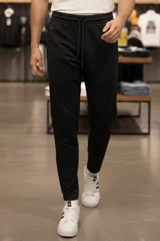 Bas de survêtement homme noir avec poches à fermeture éclair Dar Paça