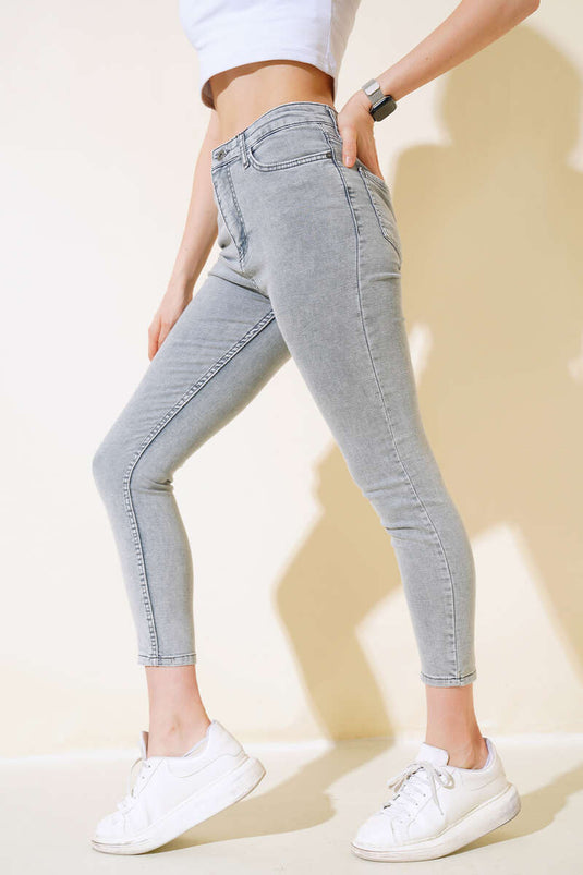 Vaqueros Pitillo Gris Nieve