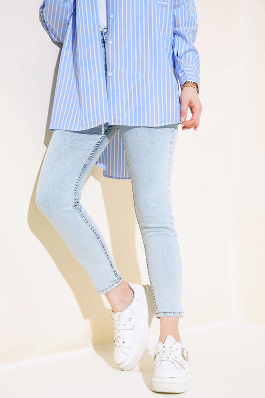 جينز سكيني الساق مفتوح ثلجي