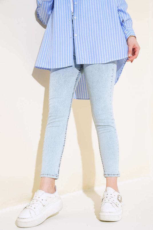 جينز سكيني الساق مفتوح ثلجي