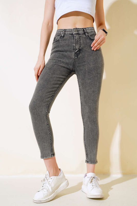 Jeans Pierna Pitillo Negro Nieve