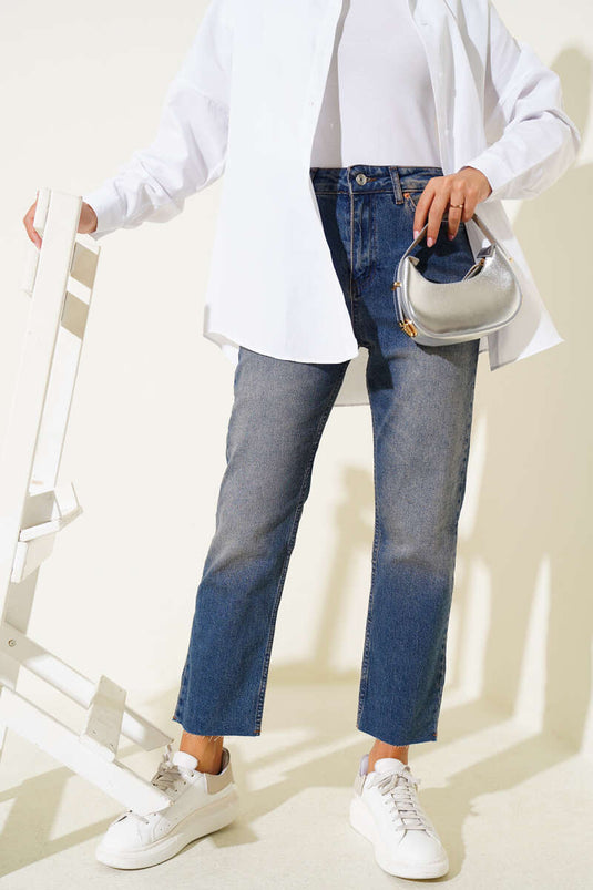 Dar Paça Lazer Kesim Kot Pantolon Kahve Tint