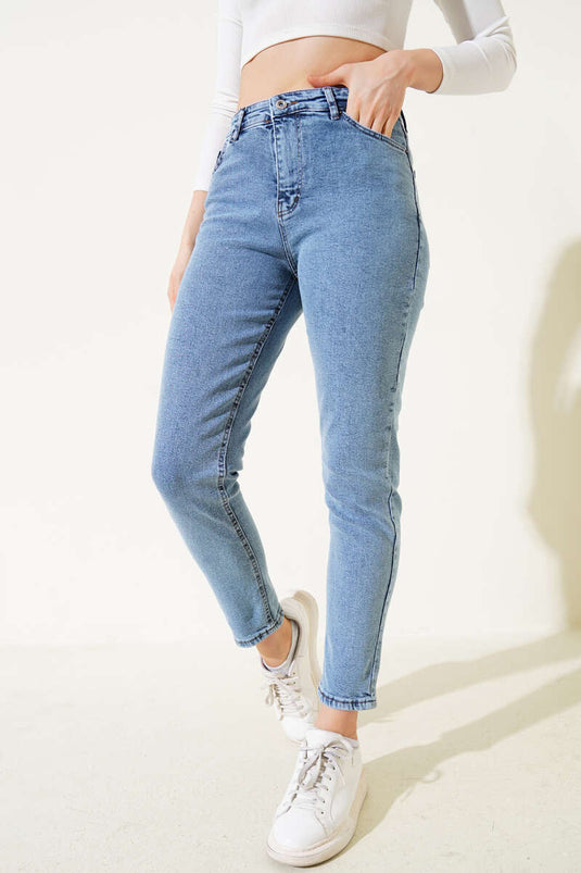 Jean skinny en lycra bleu